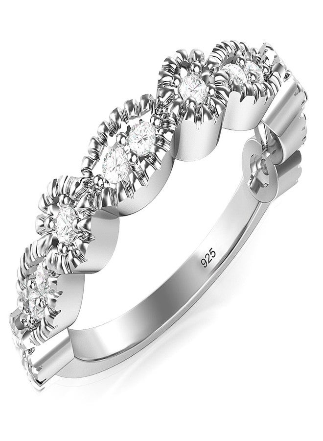 Metal Factory Sz 6 Sterling Silver CZ Stackable Anniversary Cubic Zirconia Band Ring - Image 1